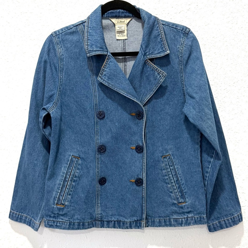 L.L. Bean Double-Breasted women's Blue Jean Jacket‎ XS